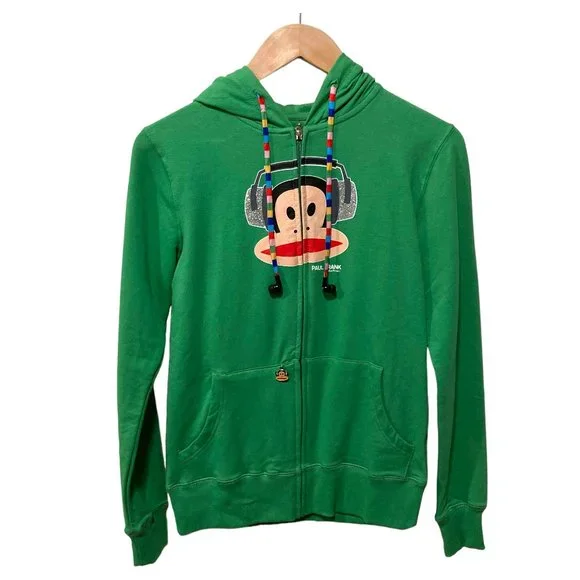 Paul Frank Monkey Vintage Hoodie with Built-In Ear Buds Size S